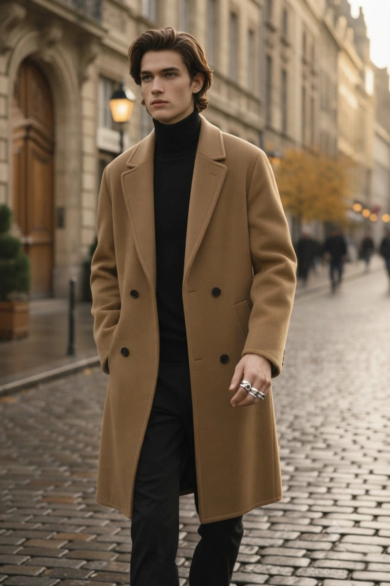 Men Formal Office Wear Trench Coat-Front