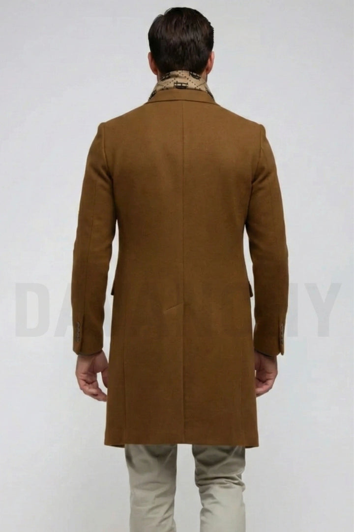 men wool trench coat-Back