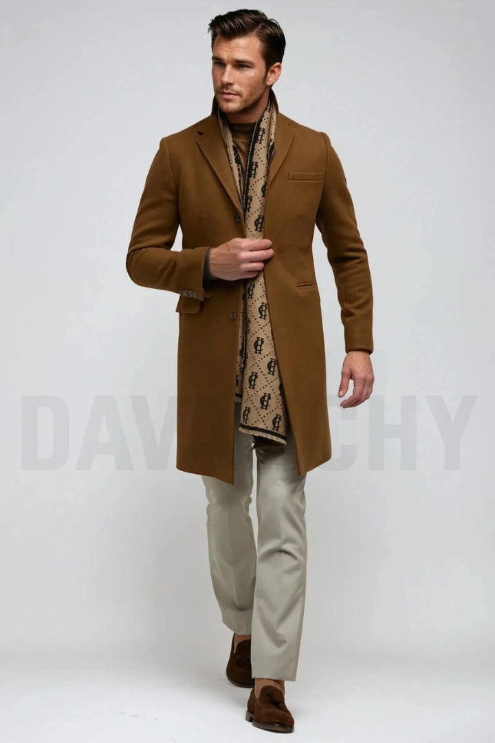 Men wool winter trench coats-Front