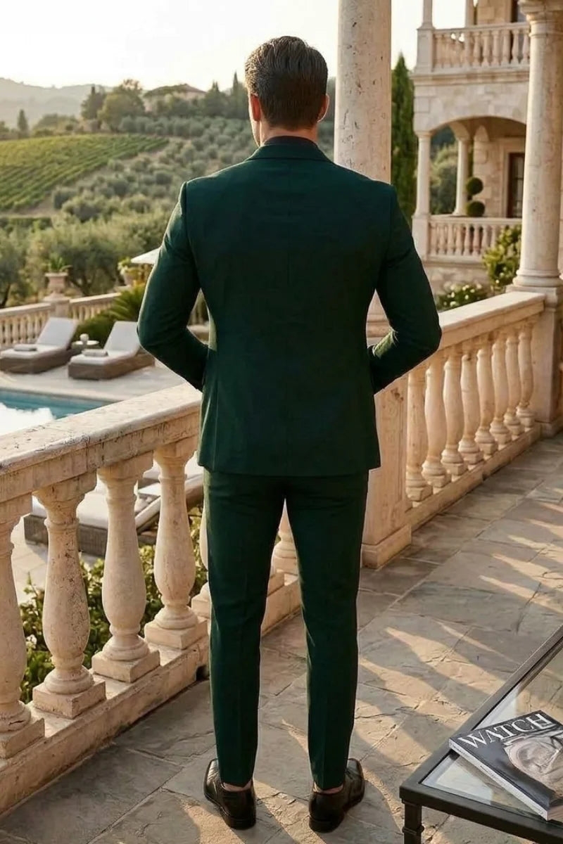 Emerald Green Business Wear Outfit For Men - Back