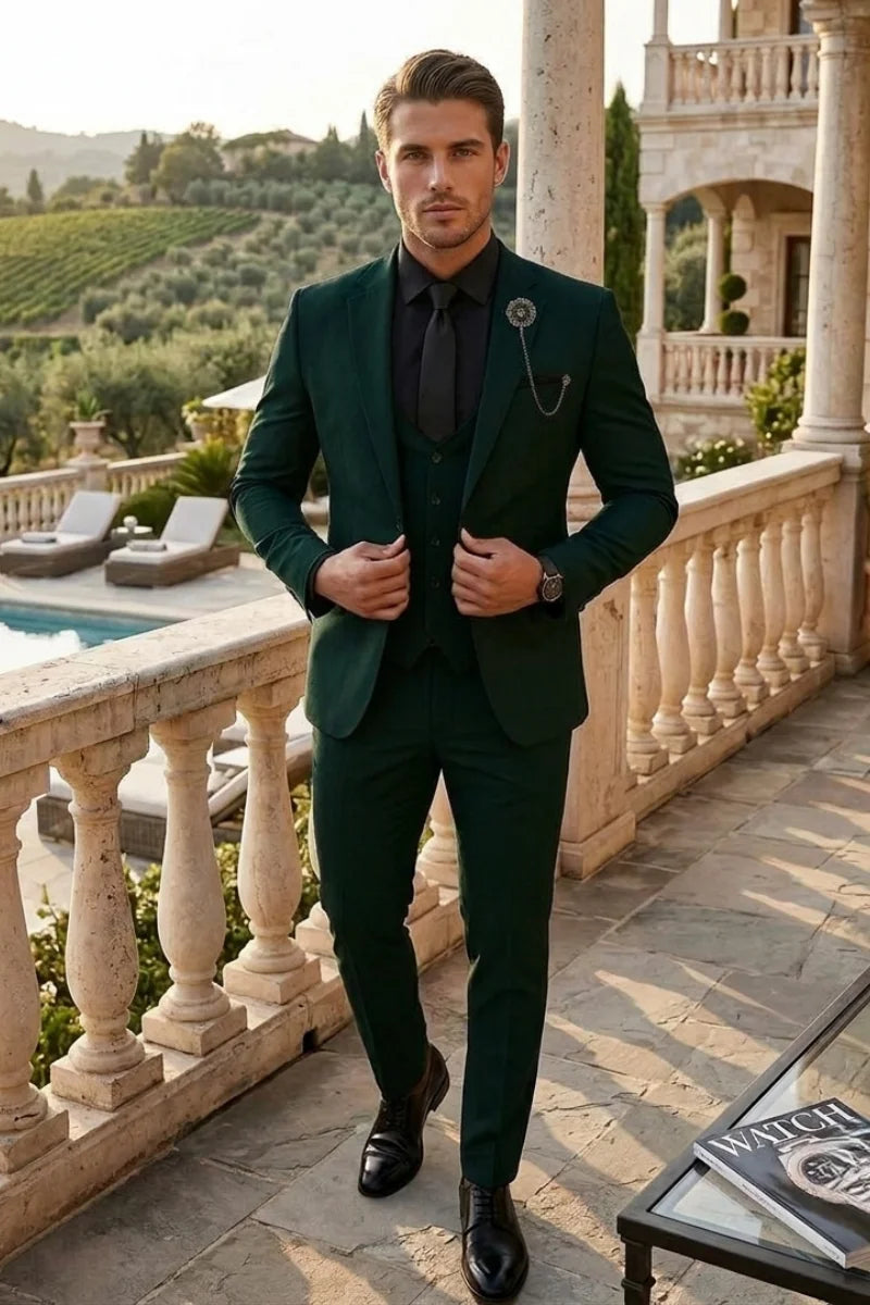 Men's Emerald Green Casual Suit - Front