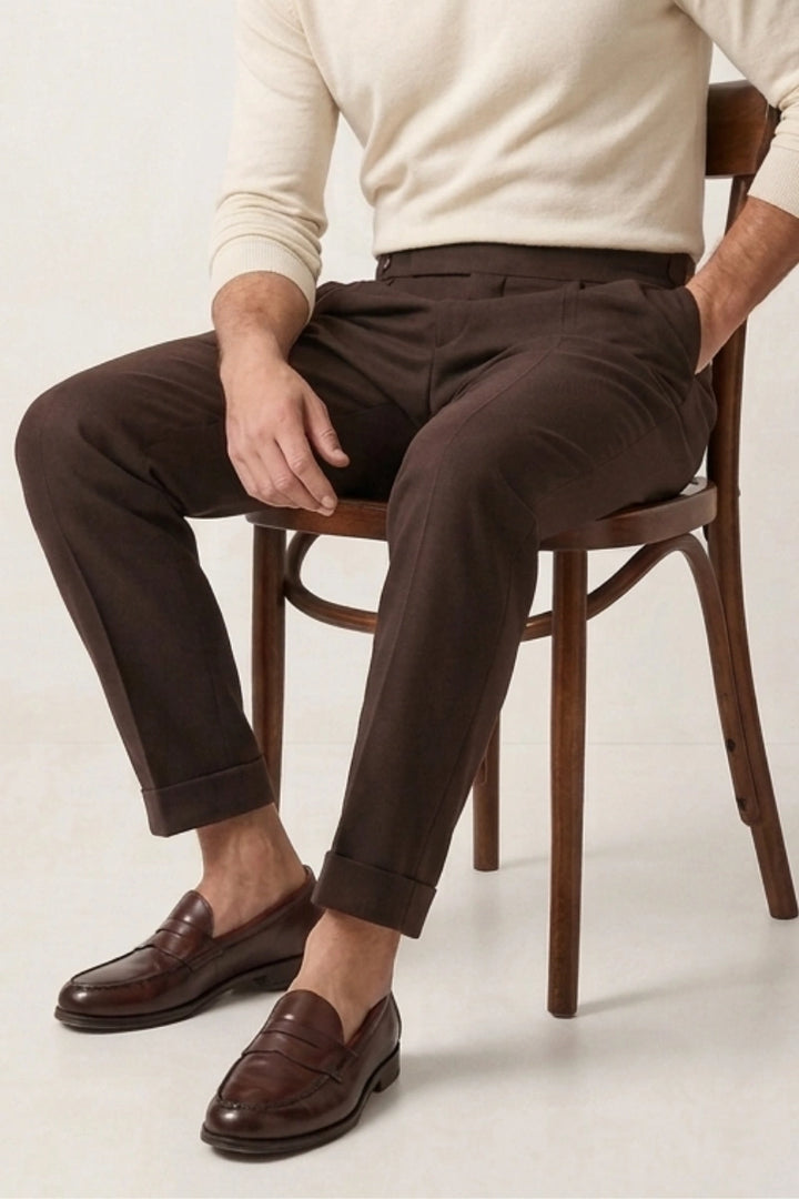 Coffee Brown Formal Wear Gurkha Trouser Men -Stylish