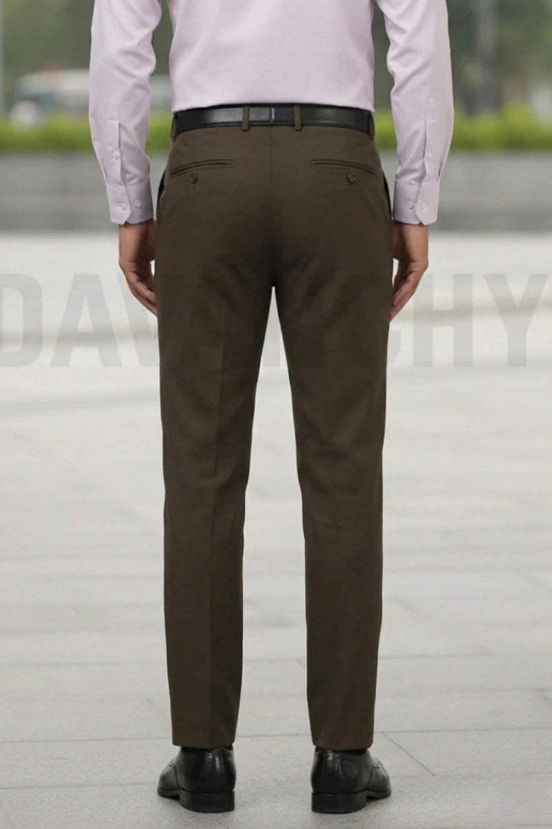 Brown Straight Leg Dress Pant For Men's (Back)
