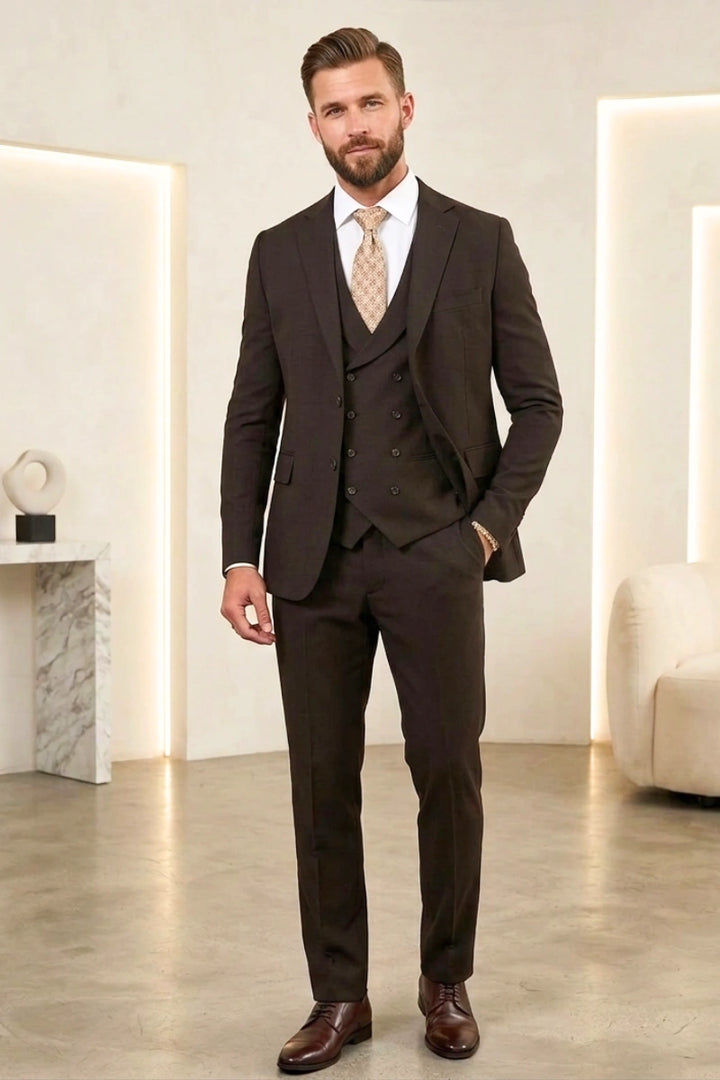Men Coffee Brown Office Wear 