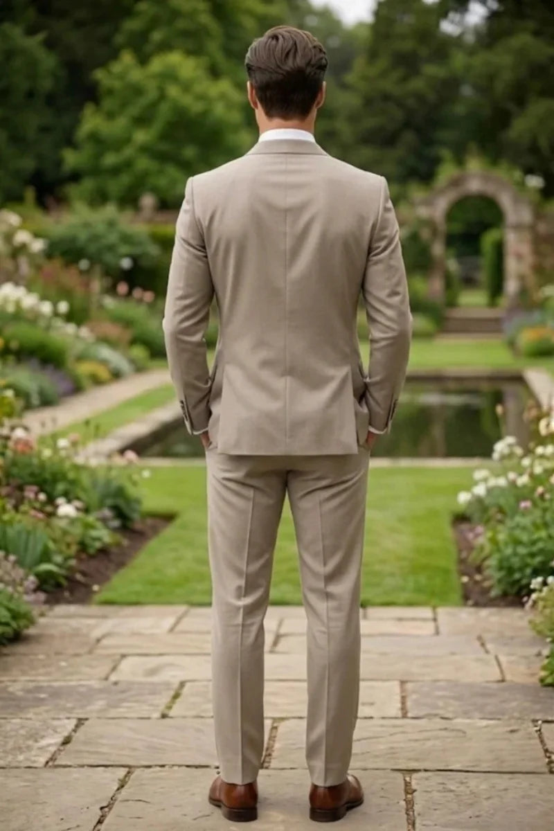 Cream Formal Wear Outfit for Men-Back