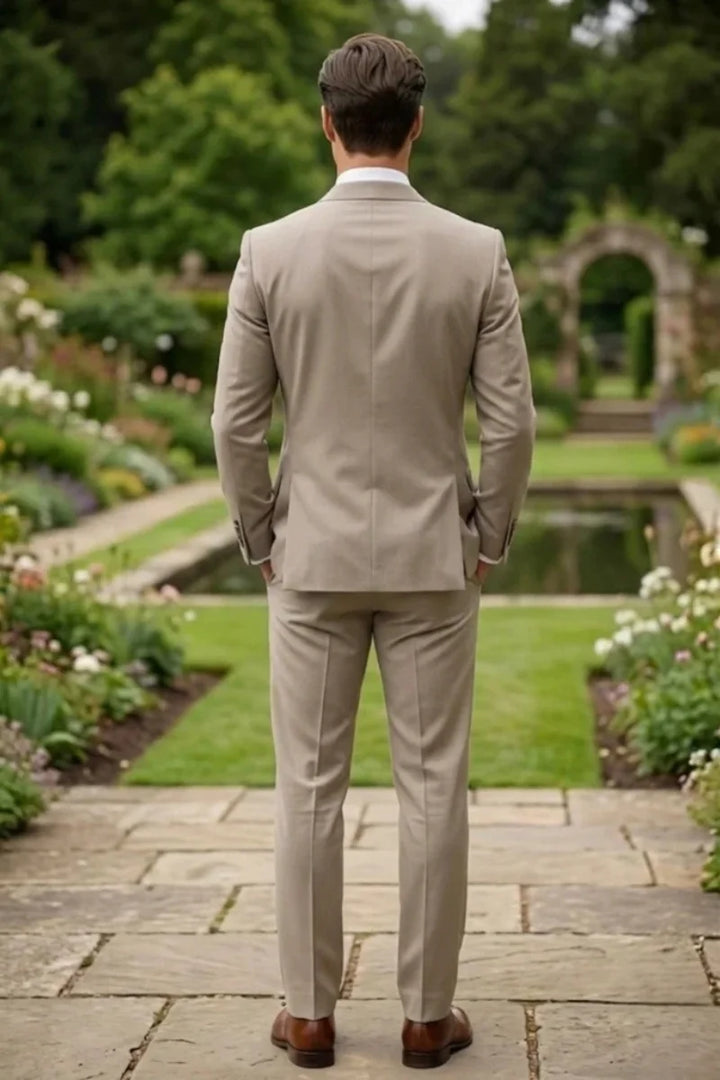 Cream Formal Wear Outfit for Men-Back