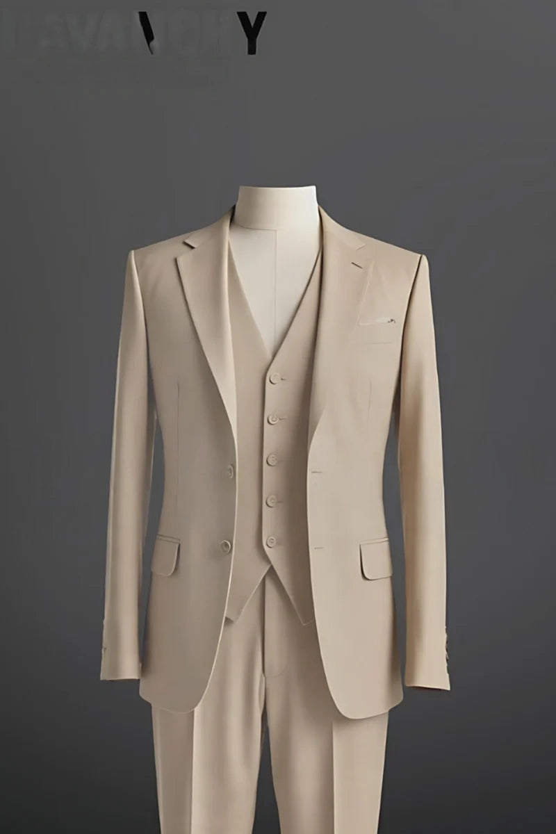 Cream Business Wear Outfit for Men's - Front