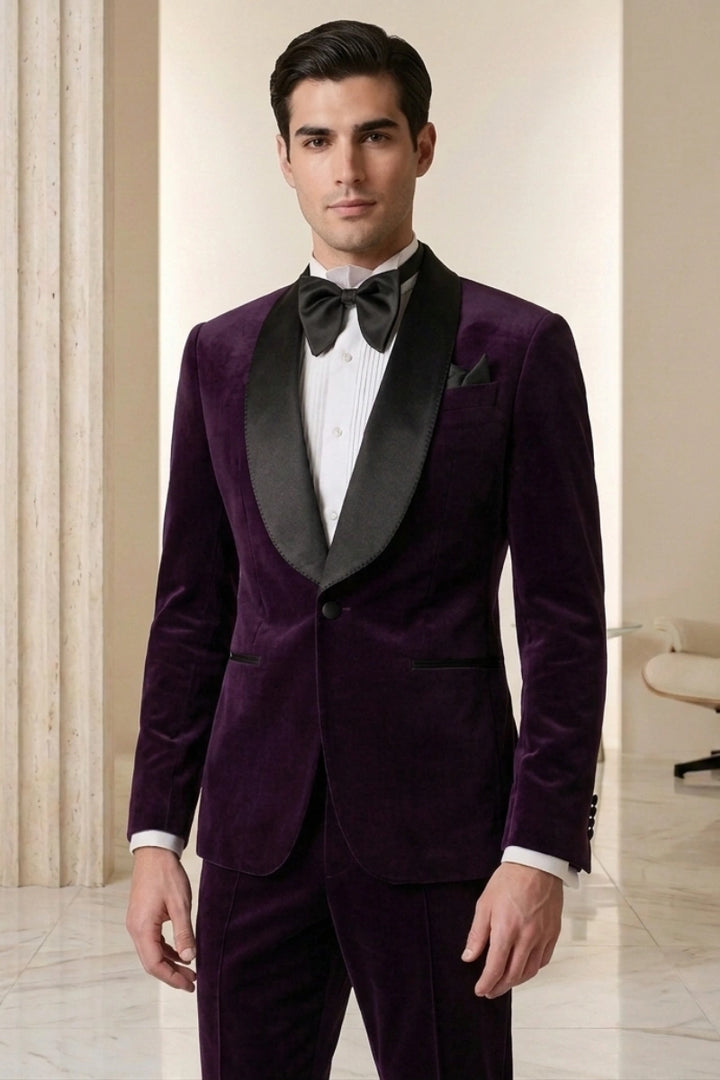 Dark Purple Velvet Tuxedo Suit for Men&