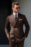 Men Coffee Brown Wedding Suit Dinner Suit Double Breasted DaVanchy 