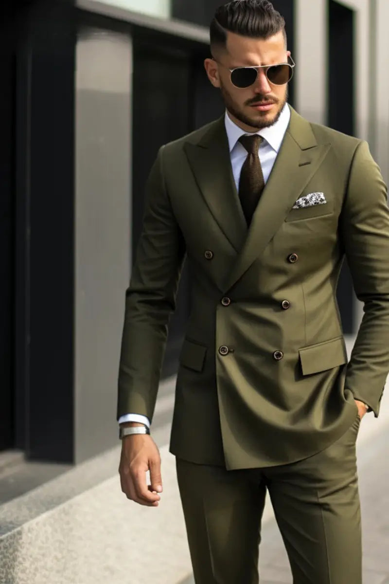 Men Olive Green 2 Piece Suit Green Suit Wedding Suits Green DaVanchy 