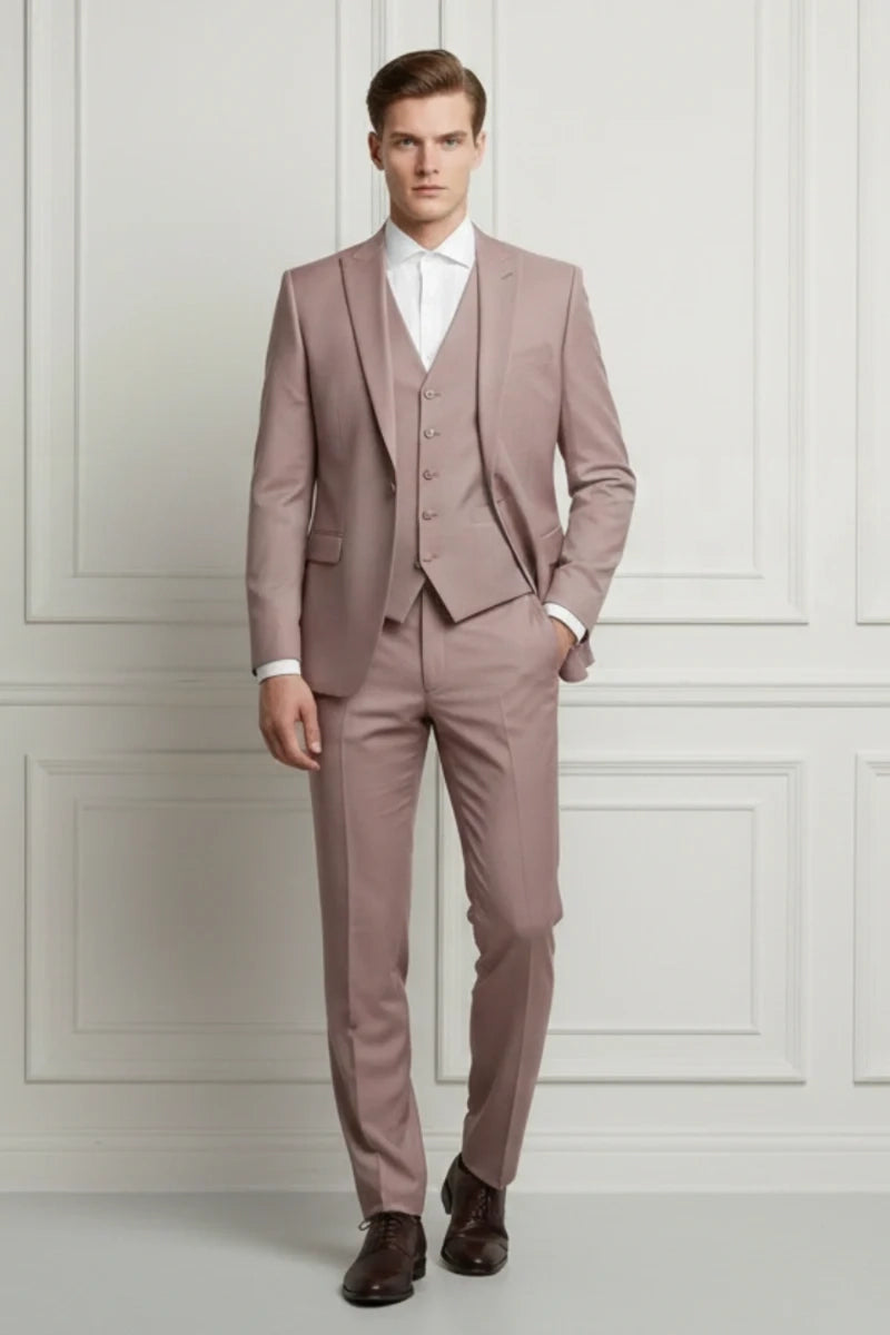 Rose Gold Stylish Three Piece Suit - Front