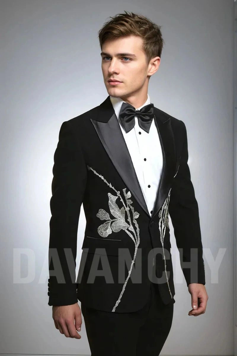 Men Black Suit Two Piece Designer Suit Latest Outfit For Wedding Reception Dinner Prom Party Suit