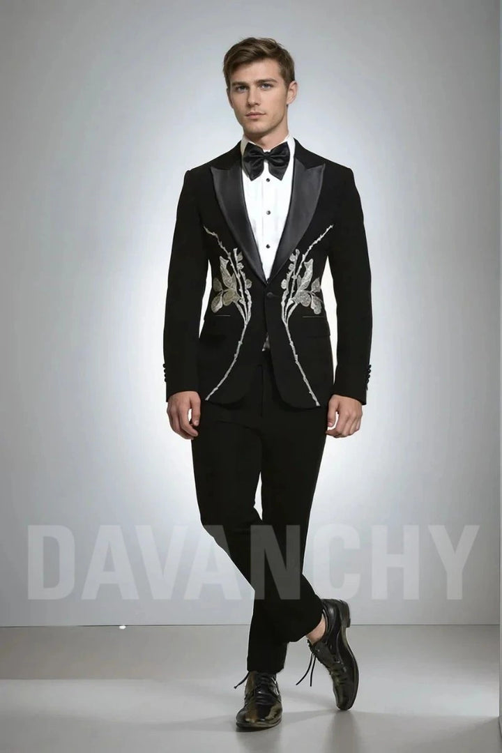 Men Black Suit Two Piece Designer Suit Latest Outfit For Wedding Reception Dinner Prom Party Suit
