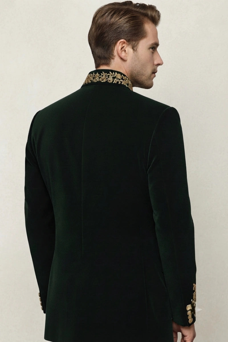 Men festive and wedding wear velvet coat-Back