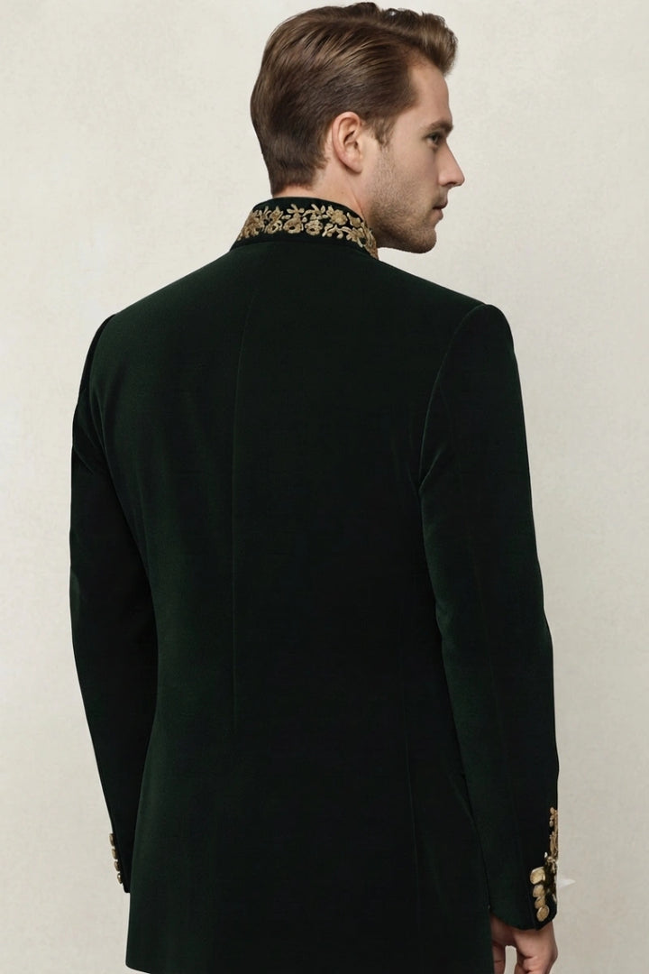 Men festive and wedding wear velvet coat-Back