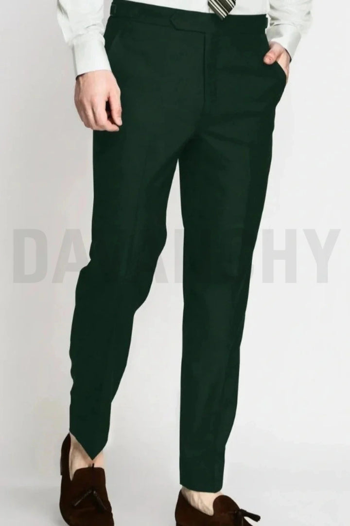 Men Emerald Green Formal Pant-Front