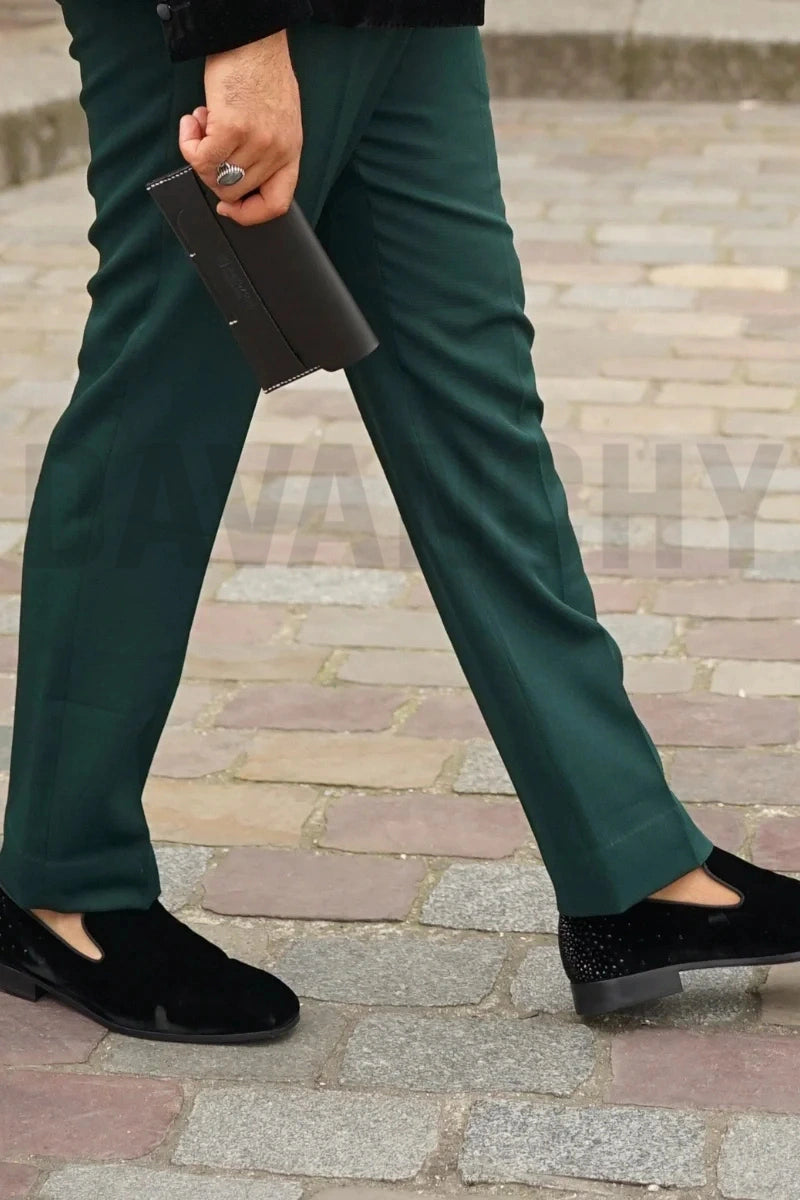 emerald green dress pants men's Concitor Men's Cotton Dress Pants Solid Emerald Green Flat Front Trousers 30 at Amazon Men's Clothing store