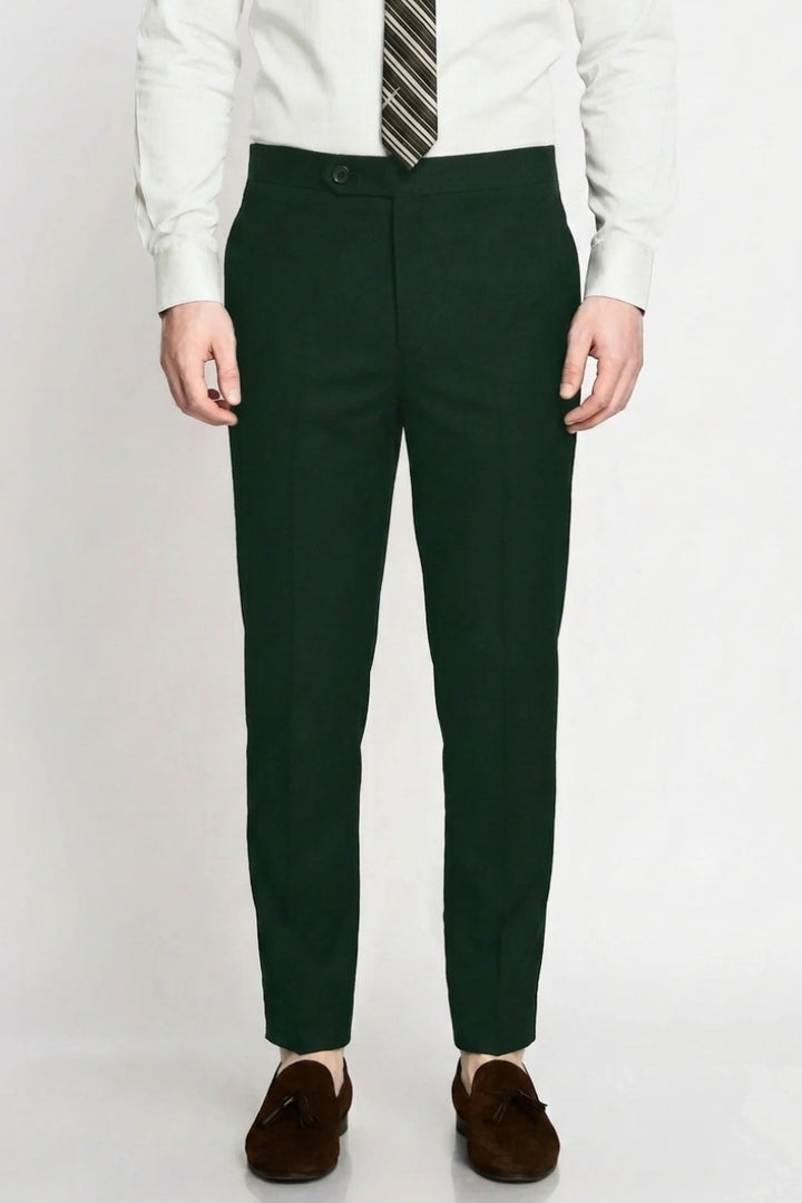 Men Emerald Green Formal Pant-Front