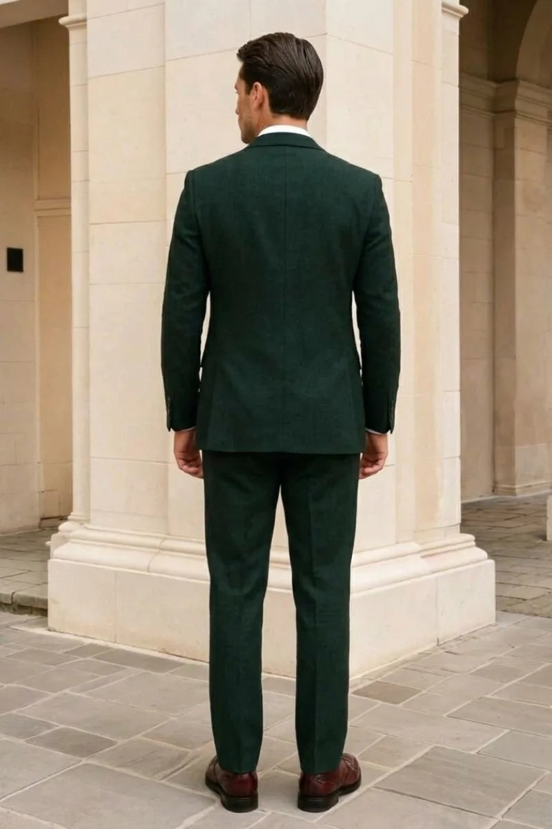 Elegant Emerald Green Blazer with Matching Trousers-Back