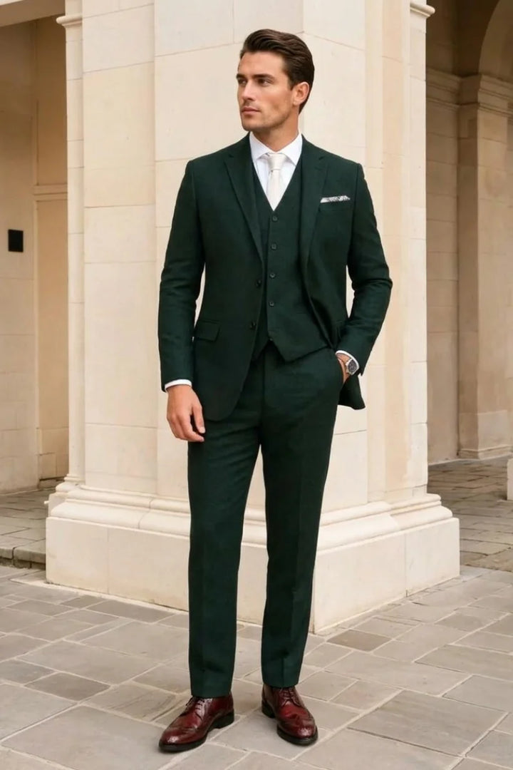 Men’s Emerald Green Three Piece Suit-Front