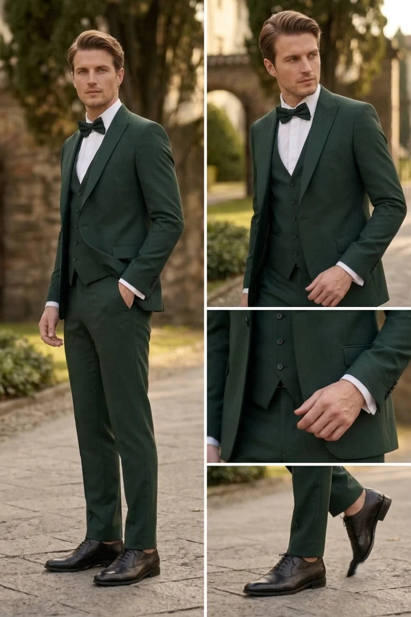 Men Premium Emerald Green Suit-Collage