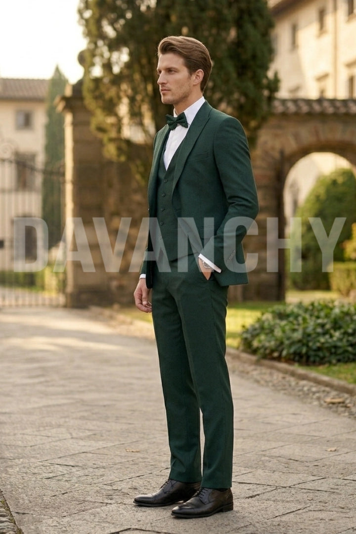 Men Premium Emerald Green Suit-Side