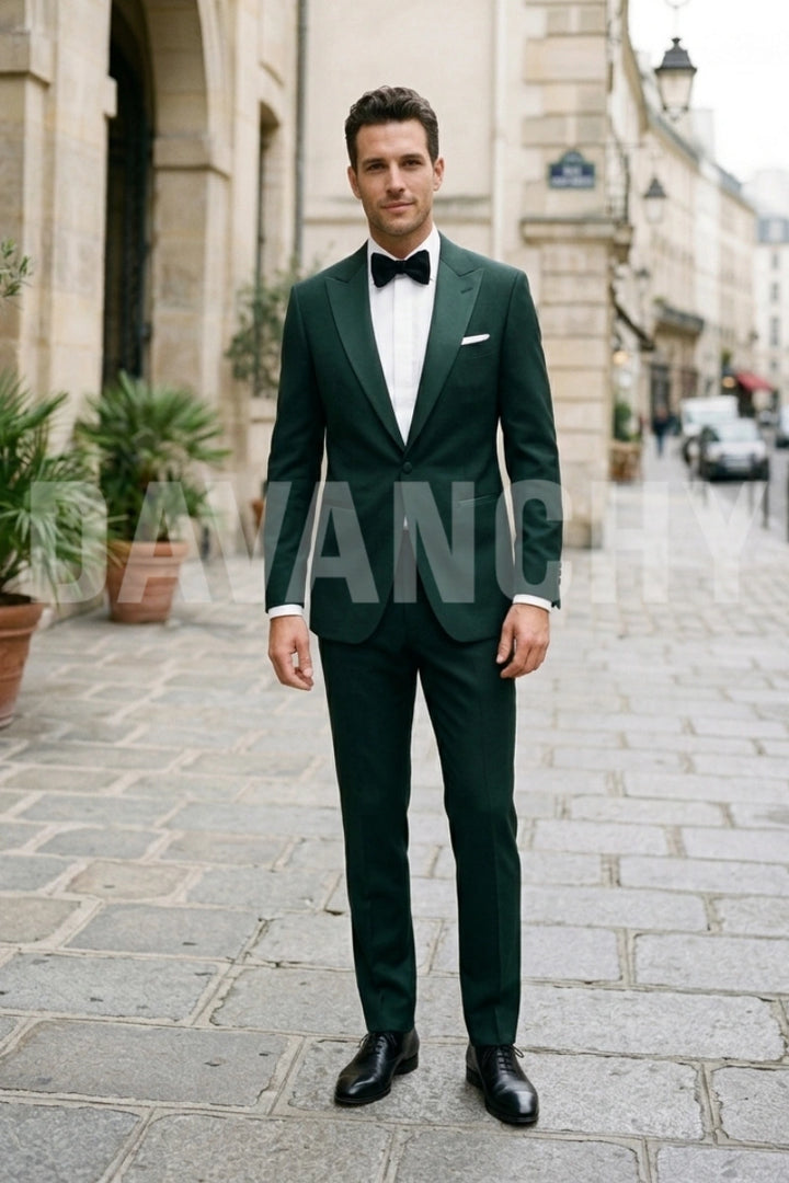 Men Emerald Green Tuxedo Two Piece Suit-Front