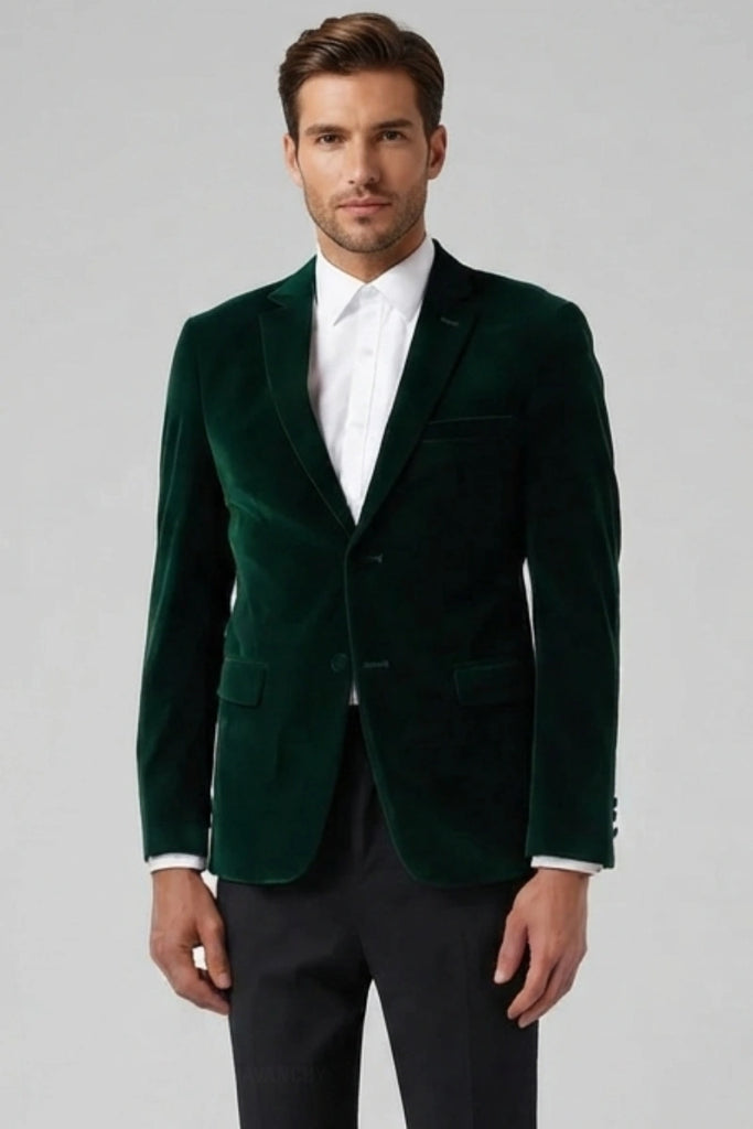 Emerald Green Stylish Velvet Coat For Cocktail Party – Davanchy – DAVANCHY