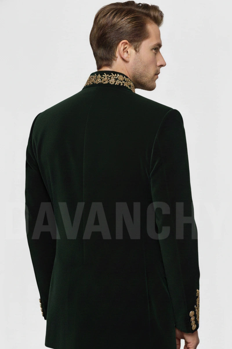 Men festive and wedding wear velvet coat-Back