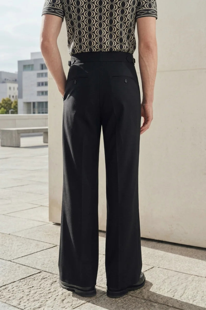 Men Black Bootcut Gurkha Trousers – Office Formal Wear Pant