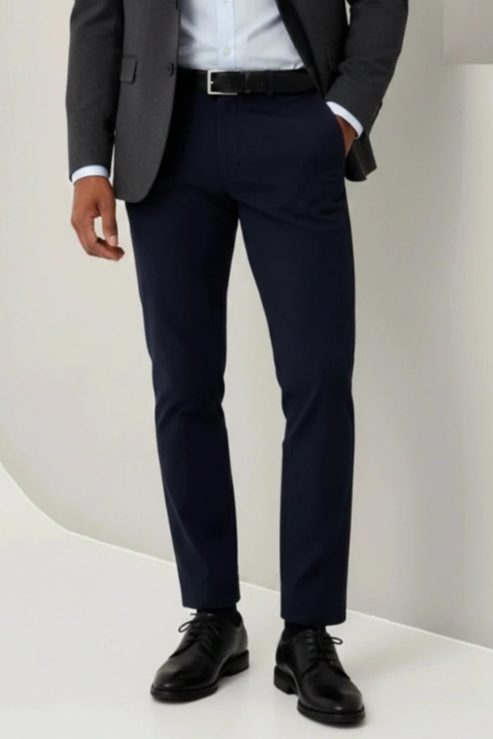Women Navy Blue Formal Pant-Front