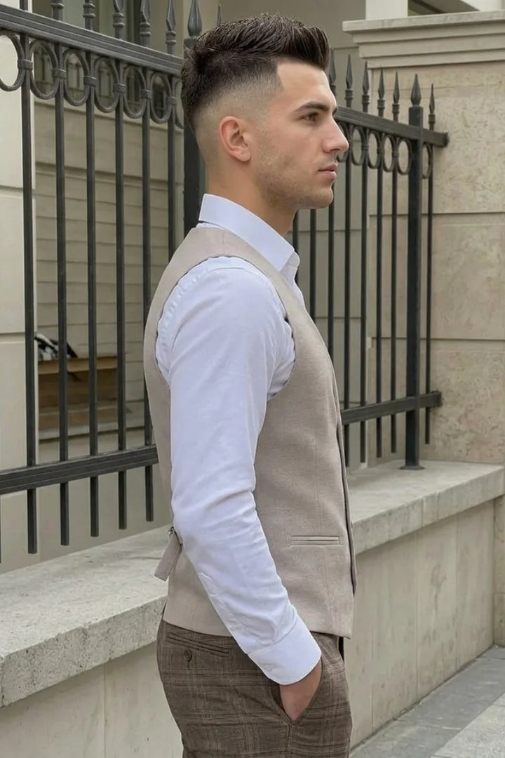 Men Comfortable and Durable Office Wear Classic Waistcoat-Side
