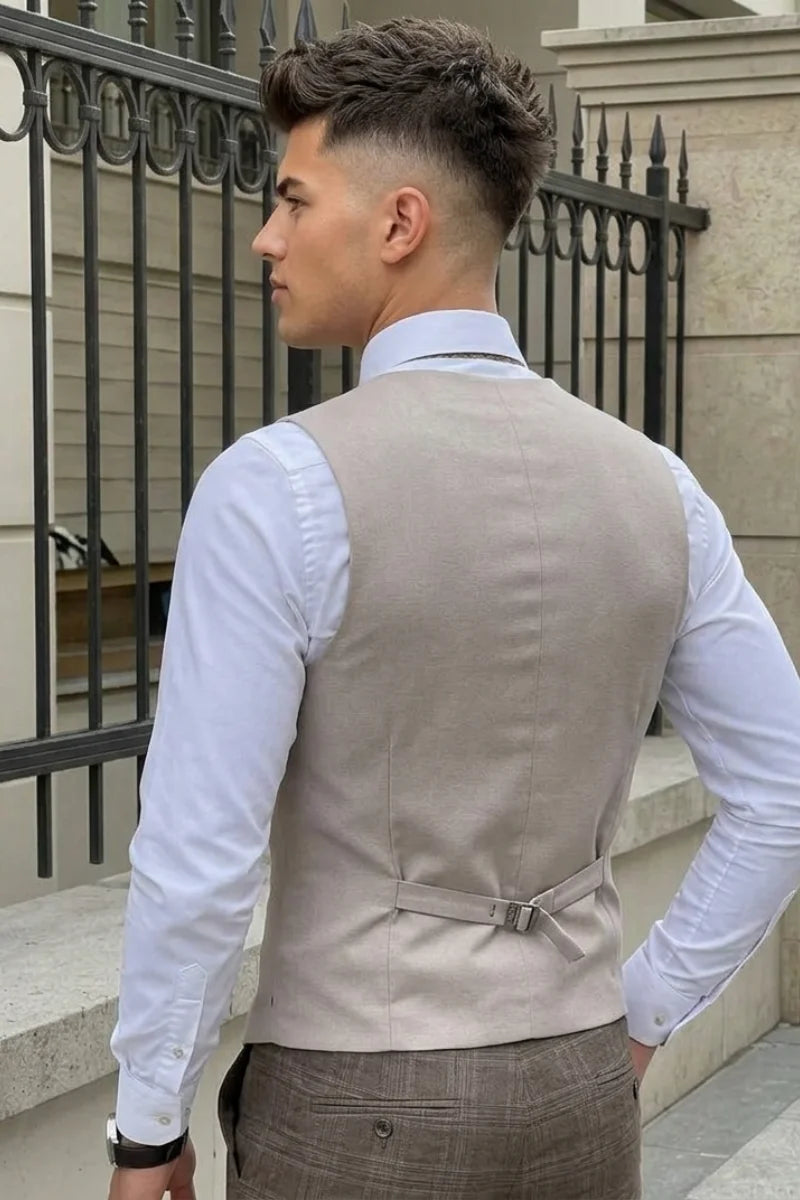 Wedding and Party Wear Formal Sleeveless Jacket for Men-Back