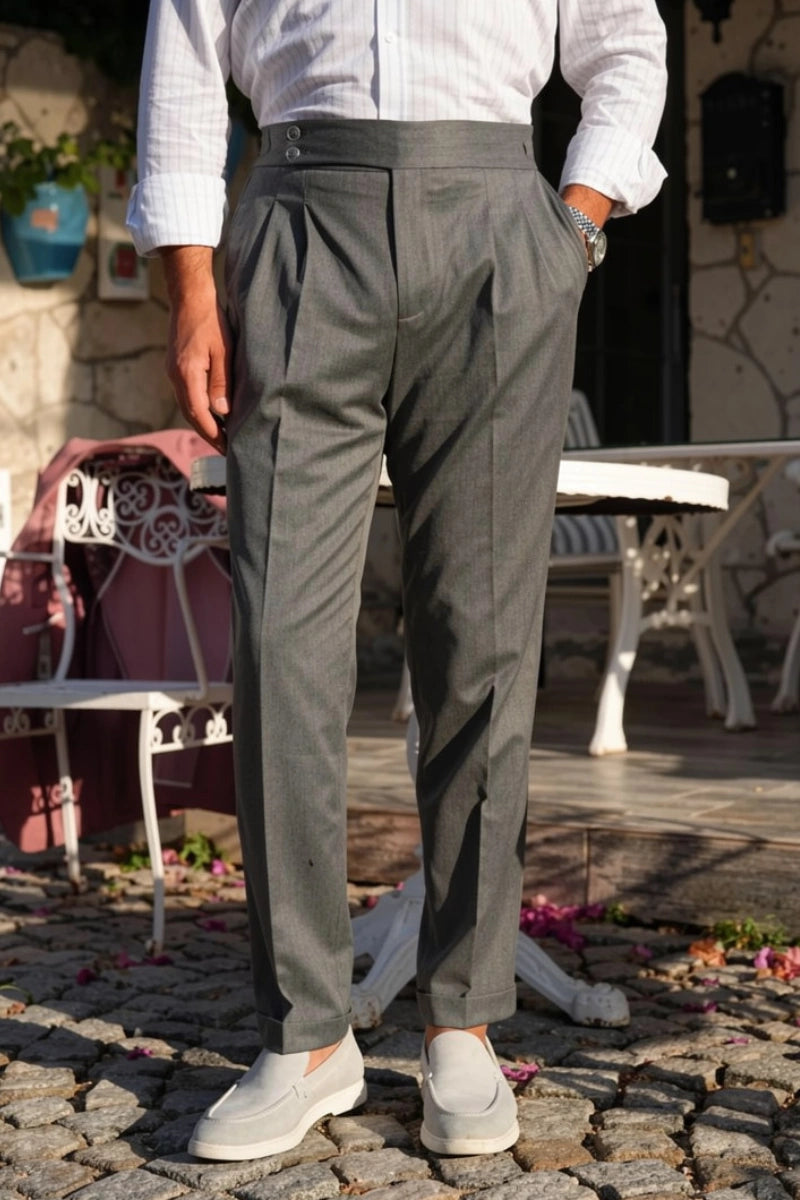 Stylish Grey Casual Dress Pant For Men's -Front Different