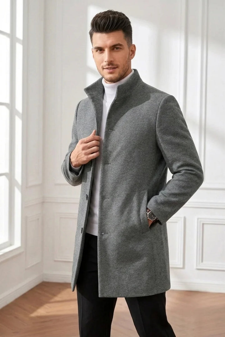 Men stylish single breasted overcoat