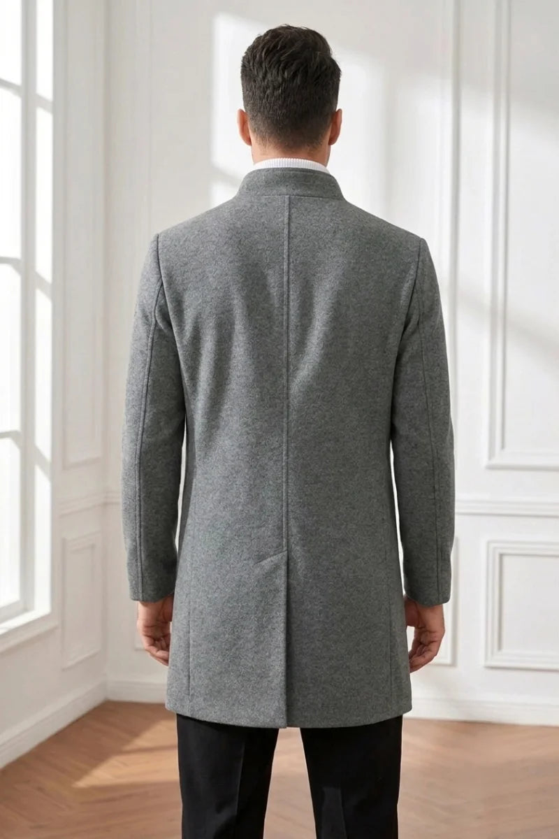 grey tweed overcoat-Back