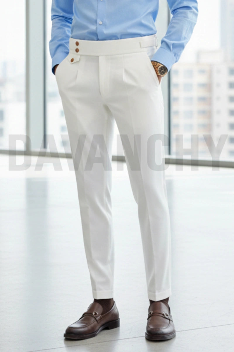 Men Stylish White Gurkha Formal Pant-Front