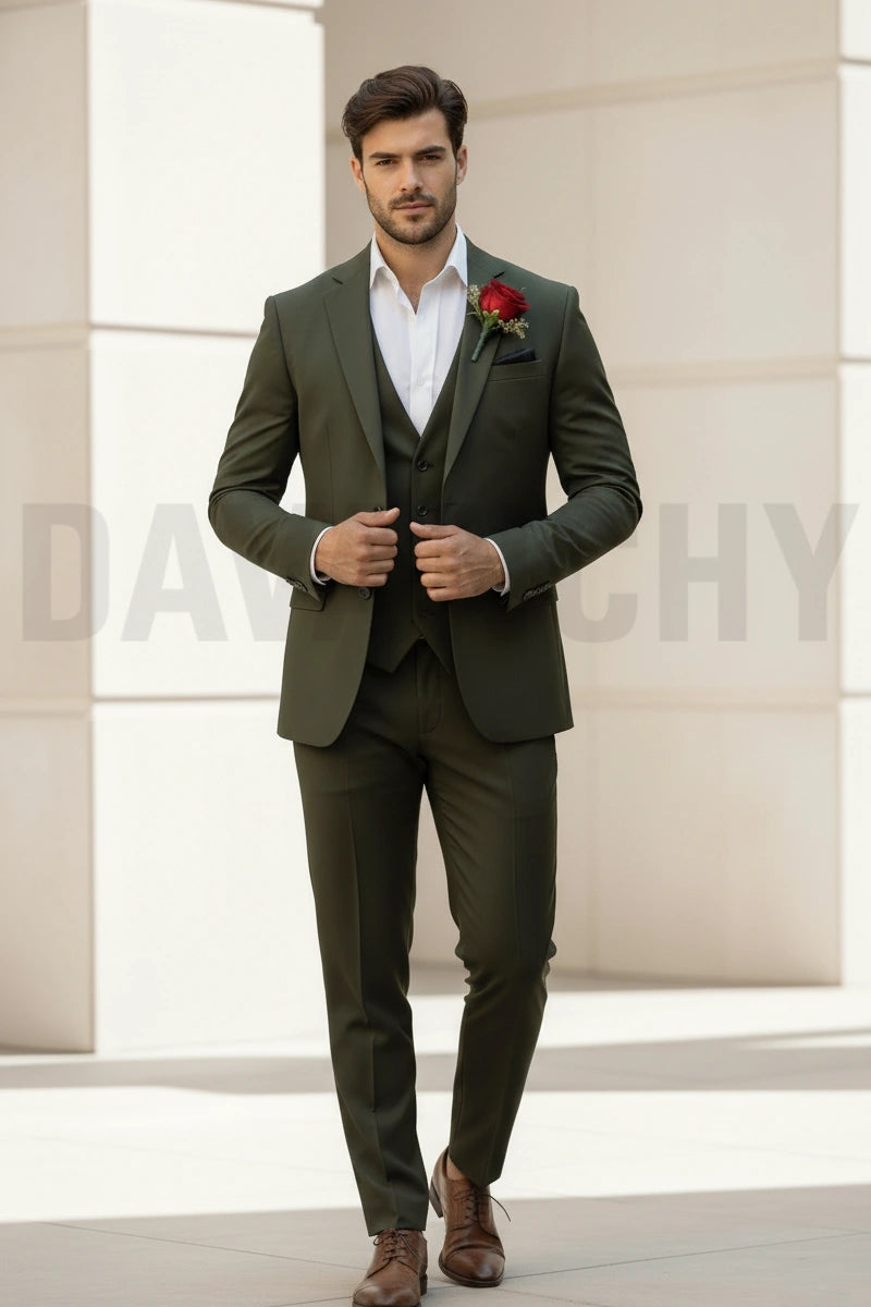 Formal dark green wedding suit for men-Front