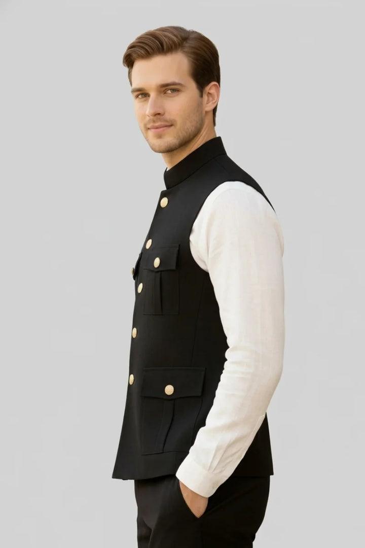 Men Designer Formal and Festival Wear Jacket-Side