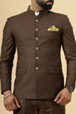 Mens Jodhpuri Jacket Traditional Indian Ethnic Blazer Coffee Brown DaVanchy