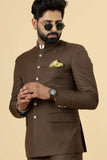 Mens Jodhpuri Jacket Traditional Indian Ethnic Blazer Coffee Brown DaVanchy