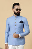 Traditional Indian Blazer for Men Sky Blue Ethnic Blazer Wedding Coat Groomsmen