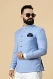 Traditional Indian Blazer for Men Sky Blue Ethnic Blazer Wedding Coat Groomsmen