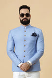 Traditional Indian Blazer for Men Sky Blue Ethnic Blazer Wedding Coat Groomsmen