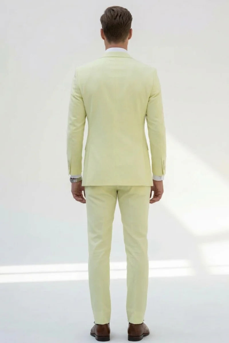 Lemon Groom Wedding Wear Three Piece Suit - Back