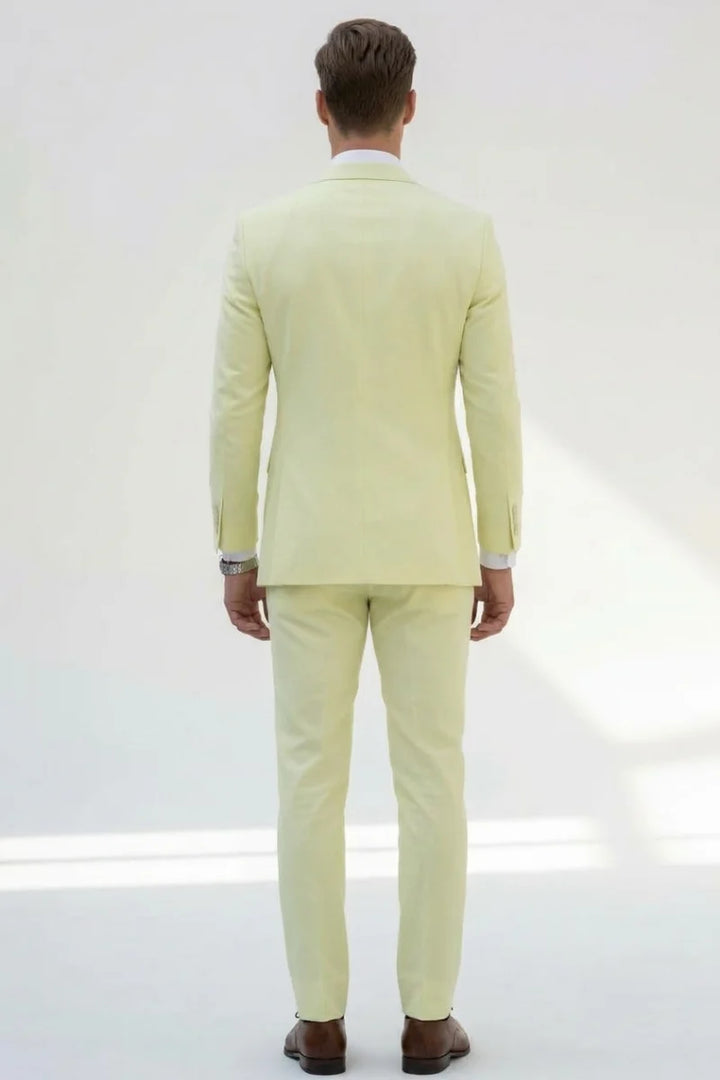 Lemon Groom Wedding Wear Three Piece Suit - Back