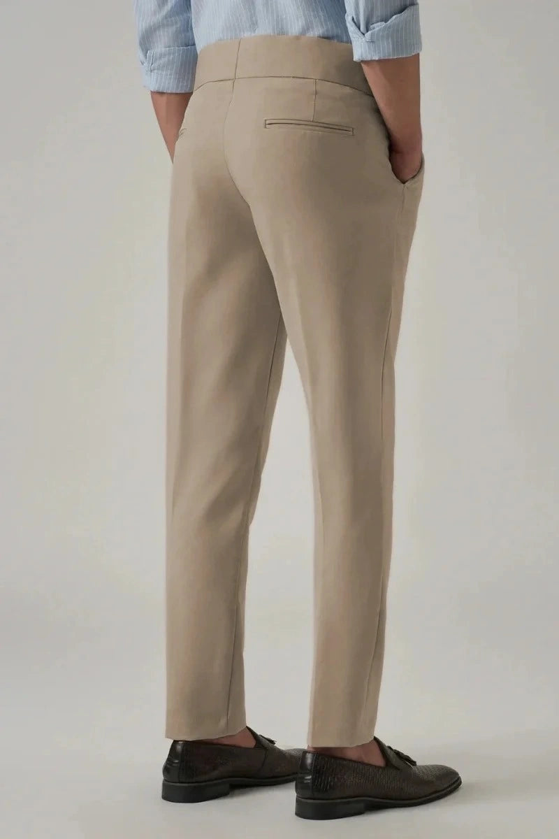 Festive Wear Beige Pleated Pants For Men's -Back