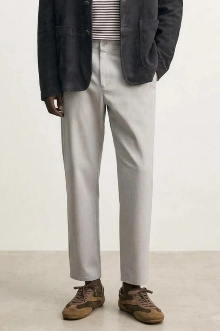 Men Light Grey Formal Trouser-Front