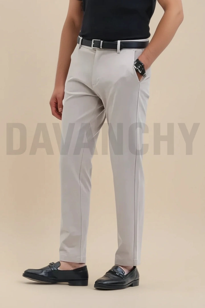 Men Light Grey Formal Trouser-Front