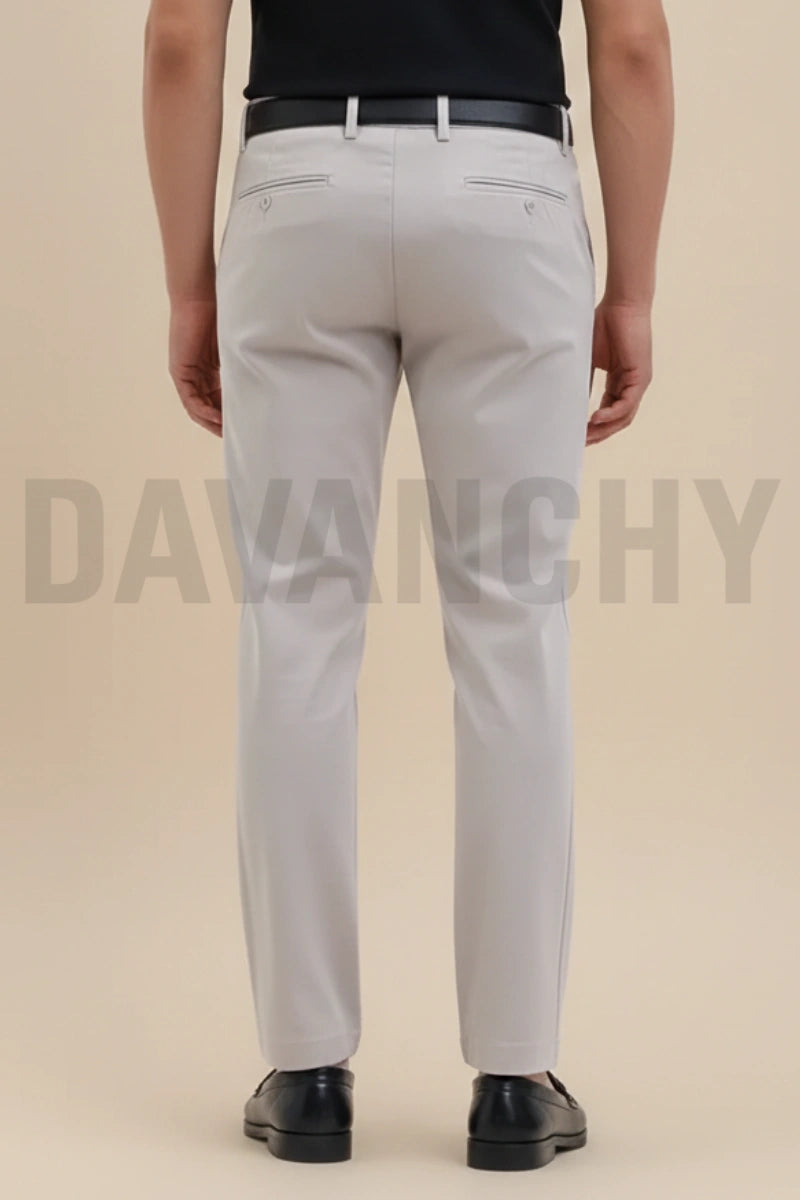 Grey stretchable formal trouser for men-Back